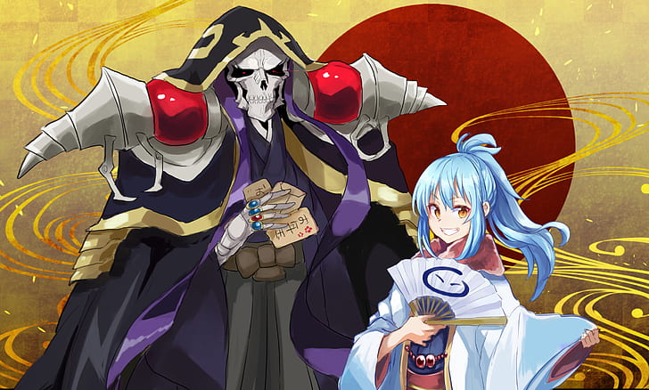 Ainz Ooal Gown Chibi, rimuru tempest, ainz ooal gown, crossover, anime