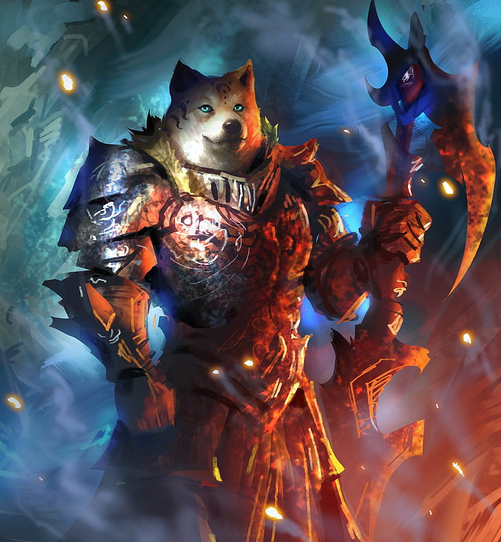 Akita Dog Shiba Inu, doge, warrior, fantasy art, shiba inu Free HD Wallpaper