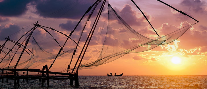 Alleppey Kerala, skyscraper, ship, lagoons, water Free HD Wallpaper