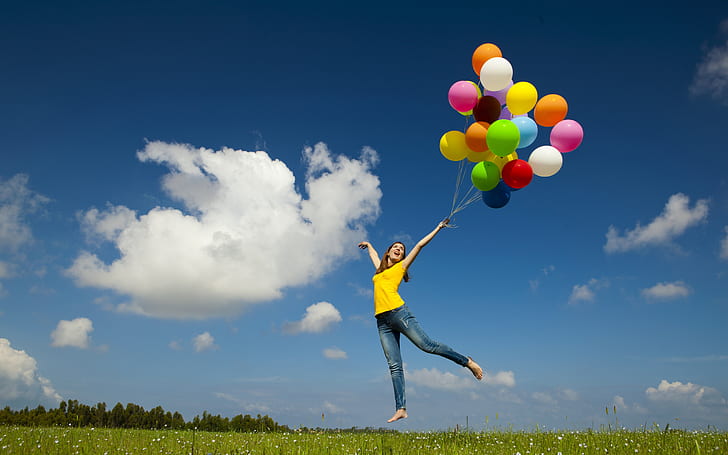 Balloon Fly, balloon, birthday, colorful, love Free HD Wallpaper