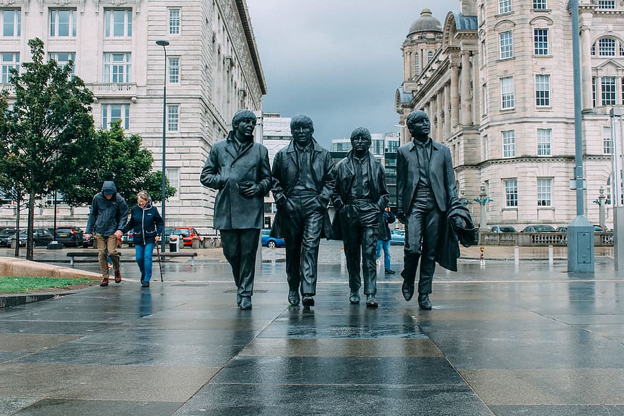 Beatles Walking, walking, men, silver, crowd Free HD Wallpaper