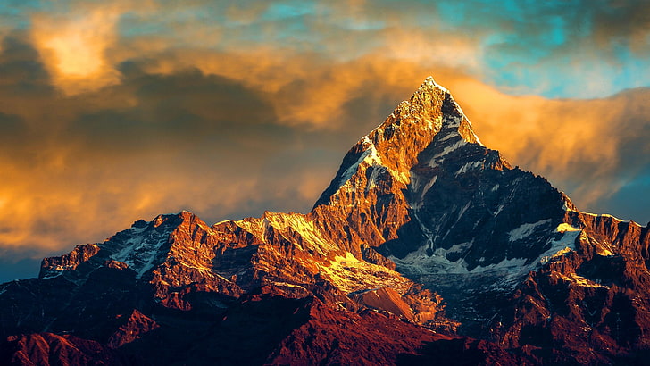 Beautiful Mountain, pokhara, nepal, rock, summit Free HD Wallpaper