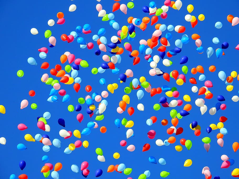 Birthday Backdrop with Balloons, helium, event, vibrant color, large group of objects Free HD Wallpaper