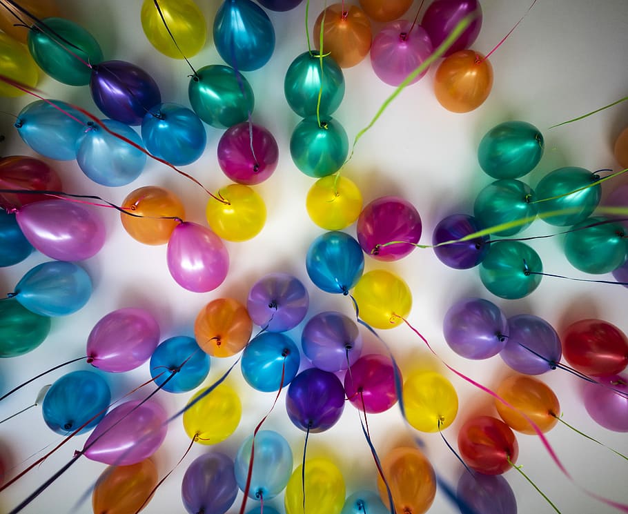 Birthday Balloons, purple, part, plastic, celebration Free HD Wallpaper