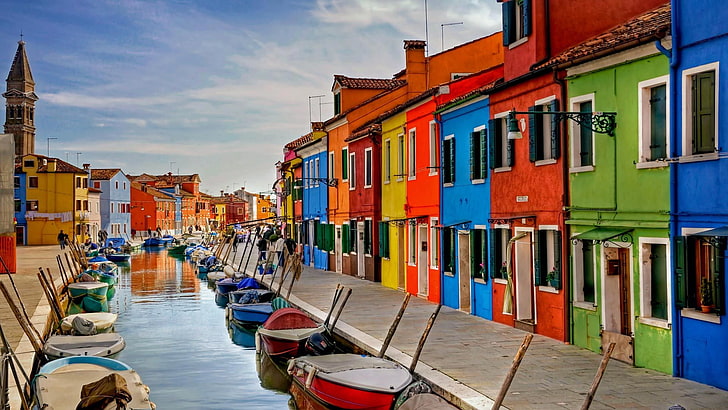 Burano Italy Fishing, venice, burano island, italy, paint Free HD Wallpaper