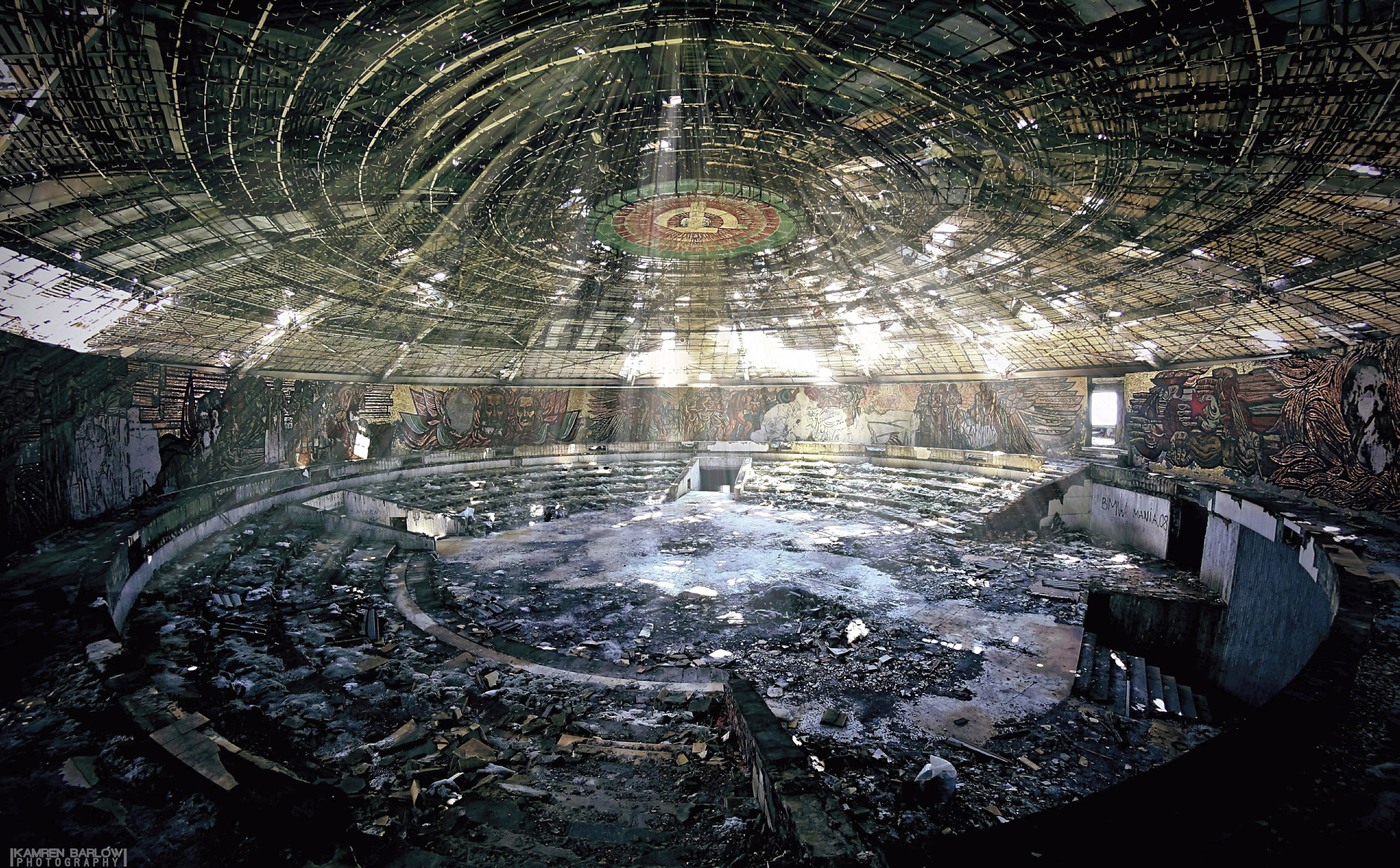 Buzludzha Monument Interior, socialist, center, eerie, rock