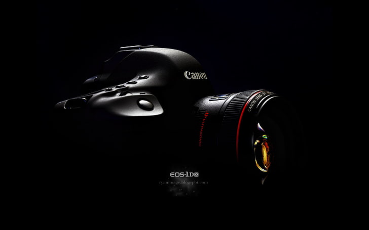 Canon EOS 80D Camera, closeup, isolated, black background, equipment