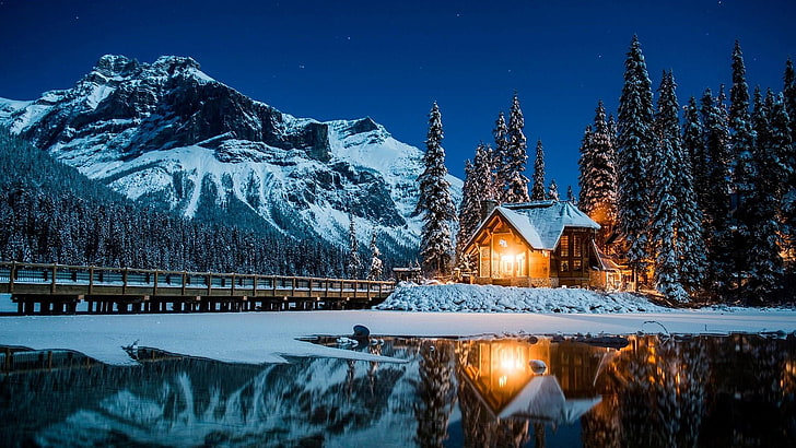 Christmas Night Snow, british columbia, outdoors, yoho national park, beauty in nature Free HD Wallpaper