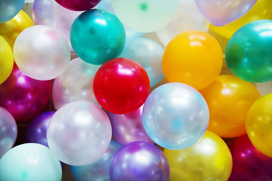 Colorful Birthday Balloons, new year, celebrate, fragility, event Free HD Wallpaper