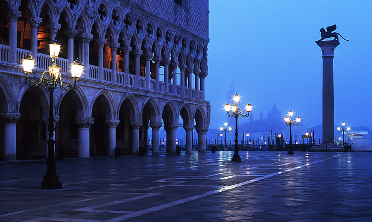 Column of the Lion in Piazzetta San Marco (Venice), venice, lion of st mark, venice square, piazzetta venetian lion Free HD Wallpaper