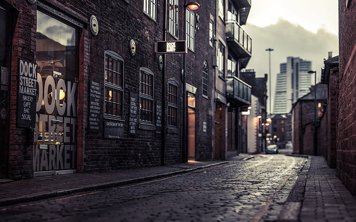 Dock Street South, street light, footpath, row house, urban scene Free HD Wallpaper