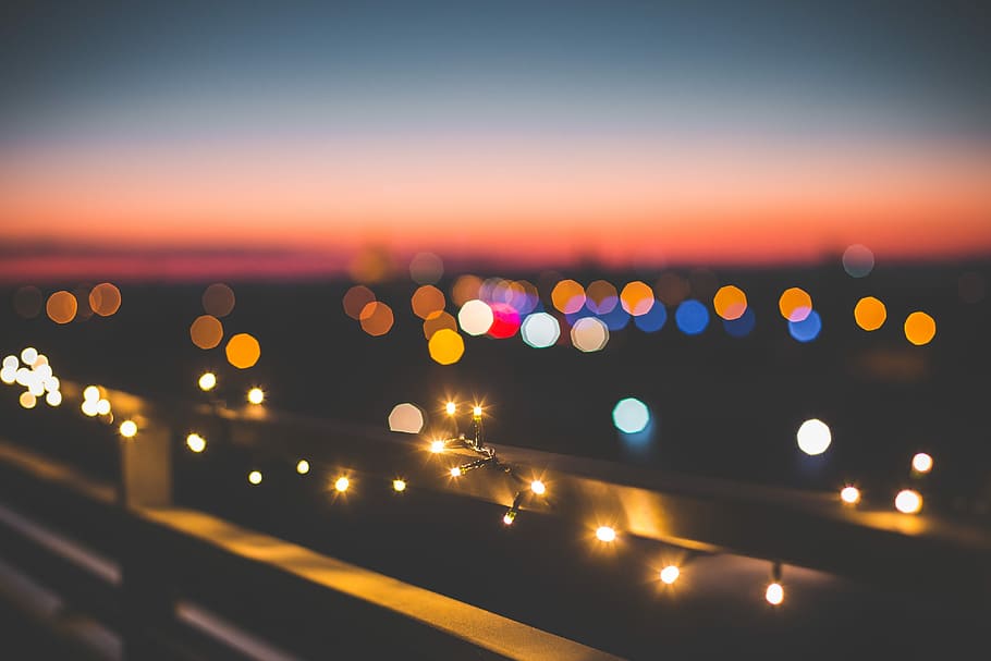 evening, defocused, cityscape, transportation Free HD Wallpaper