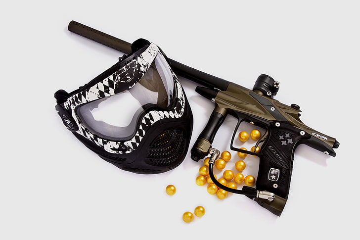 Gold Paintball Gun, fashion, black color, good idea, protection Free HD Wallpaper