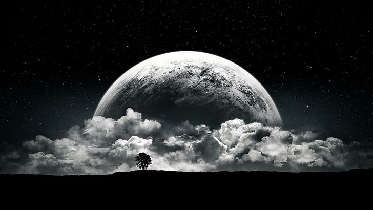 Halloween Moon Facebook Cover, moon, fantasy art, trees, space art Free HD Wallpaper