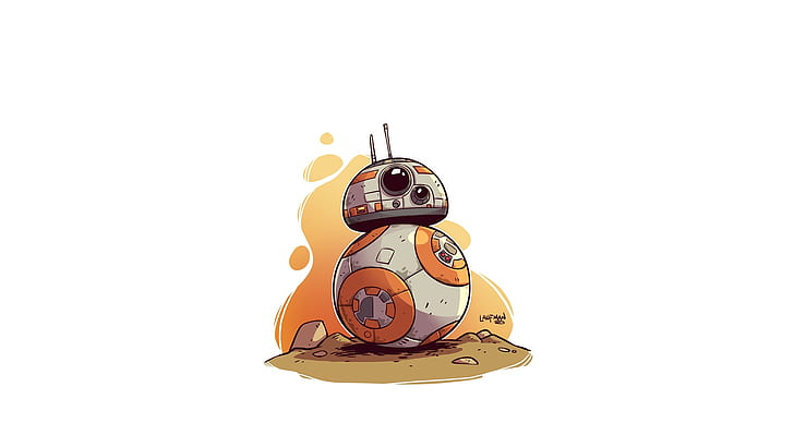 Laufman Art Star Wars, artwork, minimalism, digital art, bb8 Free HD Wallpaper