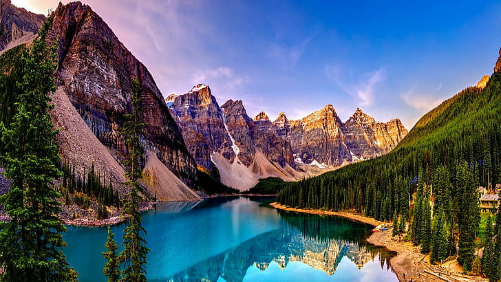 Moraine Lake Canada, landscape, banff national park, tree, lake Free HD Wallpaper