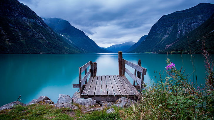 Moskenes Norway, nature, mount scenery, lake, sky