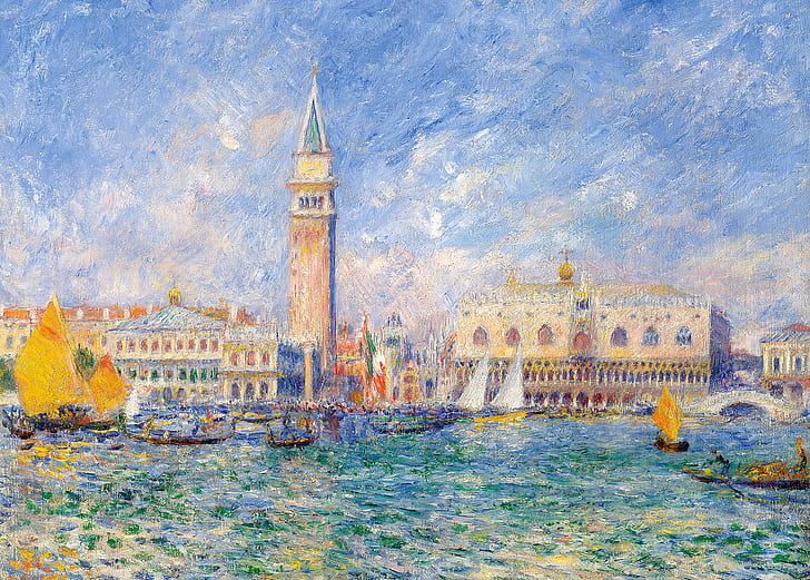 pierre auguste renoir, channel,, the doges palace venice, italy Free HD Wallpaper