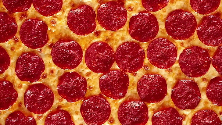 Pizza, shape, readytoeat, sausage, indoors Free HD Wallpaper