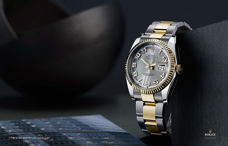 Rolex 18K Gold Watch, steel, studio shot, personal accessory, metal Free HD Wallpaper