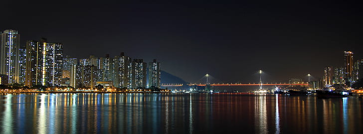 sea, harbor, urban scene, skyscraper