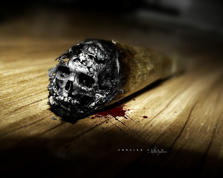 Skeleton Smoking Painting, dark, fruit, freshness, wood grain Free HD Wallpaper