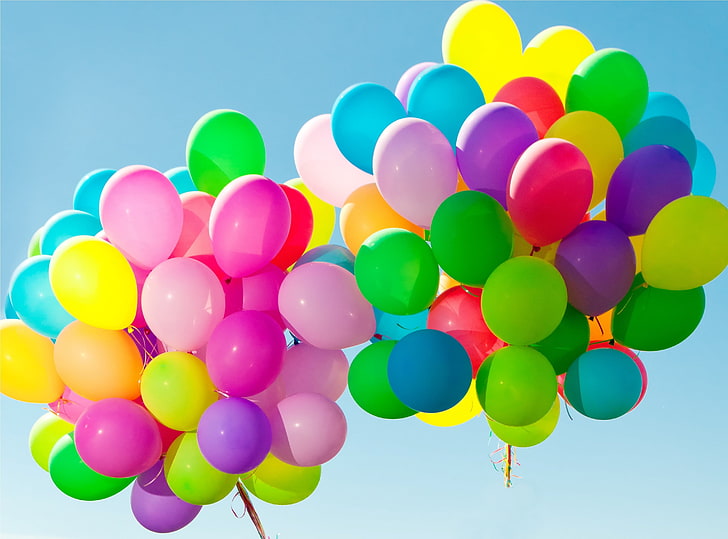 Small Birthday Balloons, no people, emotion, party  social event, flying Free HD Wallpaper