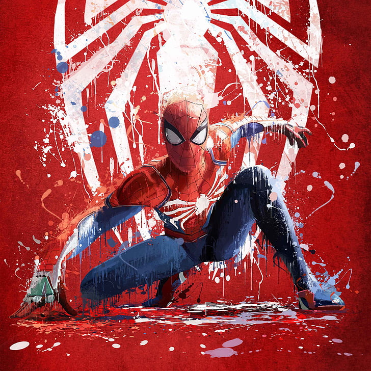 Spider-Man, red, spiderman, artwork, ps4 Free HD Wallpaper