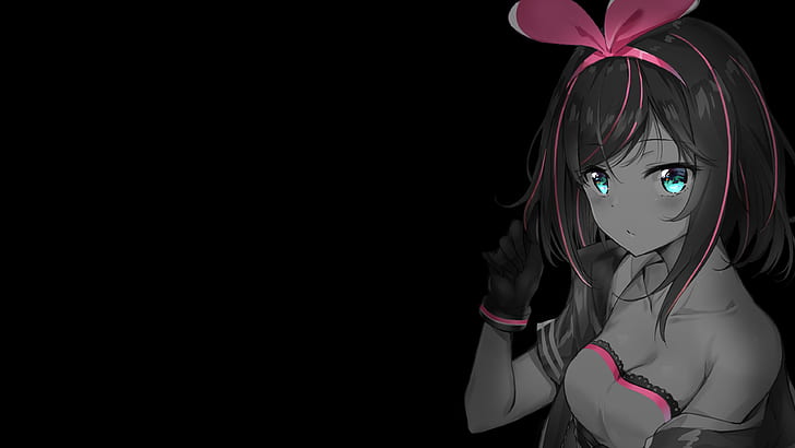 Ti, anime, black, kizuna ai, ai channel Free HD Wallpaper