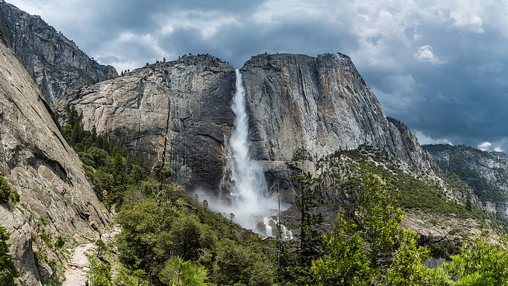 Vernal Fall in Yosemite National Park, power in nature, tourism, formation, sky Free HD Wallpaper