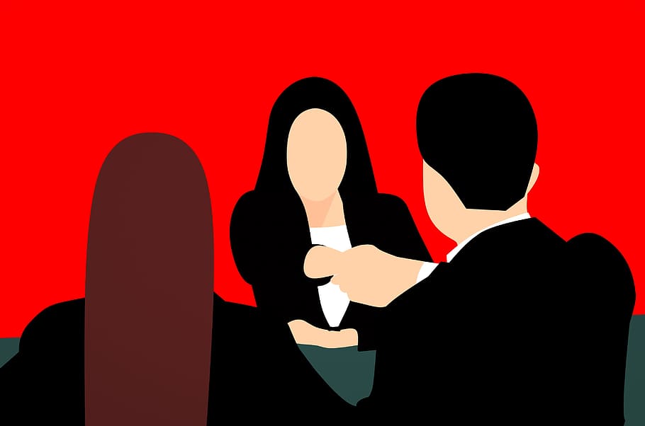 Bad Job Interview, two people, finish, silhouette, collaboration Free HD Wallpaper