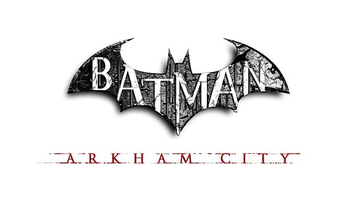 Batman Arkham City Xbox, name, bat, white color, text