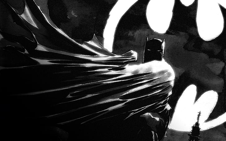 batman, black and white, hero, black Free HD Wallpaper