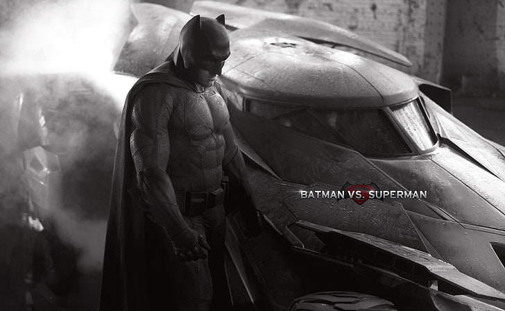 Ben Affleck Batman Joker, land vehicle, movie, focus on foreground, three quarter length