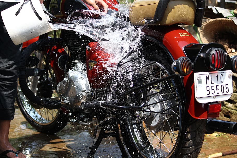 Bike Wash Gallery, motorcycle, motion, men, real people Free HD Wallpaper