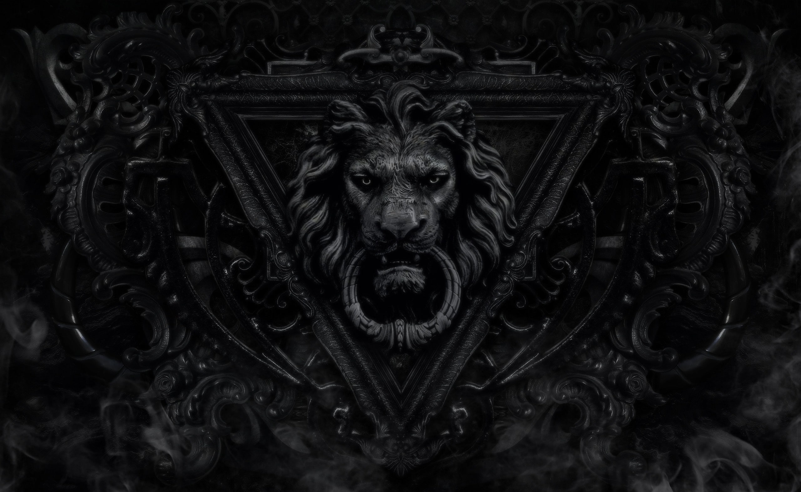 Black Door Knocker, no people, human representation, full frame, creativity