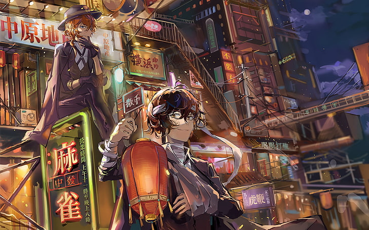 Bungou Stray Dogs Chuuya, text, men, architecture, people