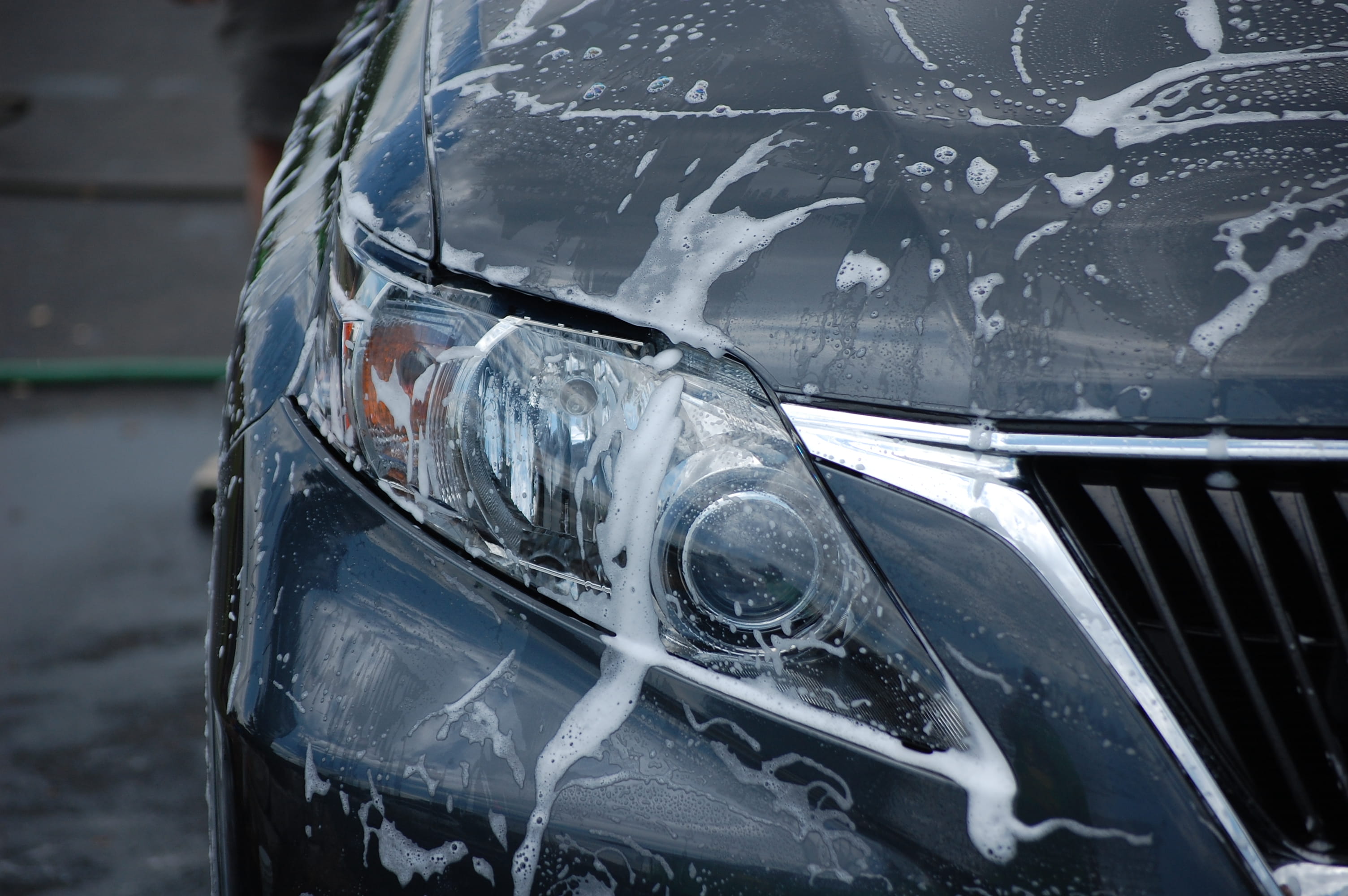 Car Shampoo with Wax, outdoors, vehicle hood, motor vehicle, headlight