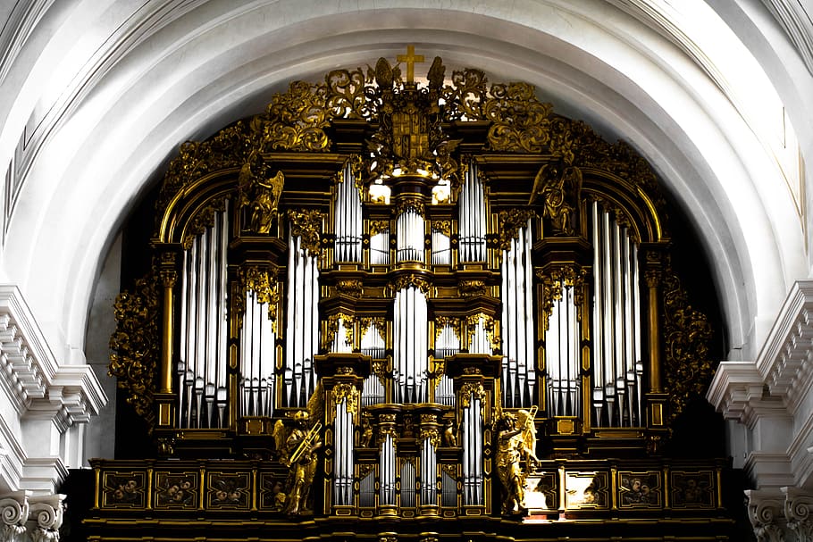 church organ, palatial, instrument, pipe organ Free HD Wallpaper