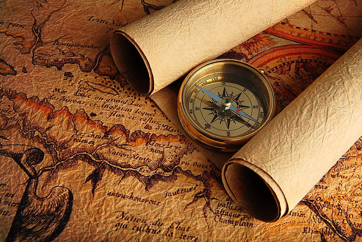 Compass Rose, binoculars, rolled up, colored, instrument of time Free HD Wallpaper