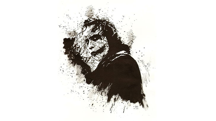 Evil Joker Artwork Heath Ledger, white background, joker, batman, white  background Free HD Wallpaper