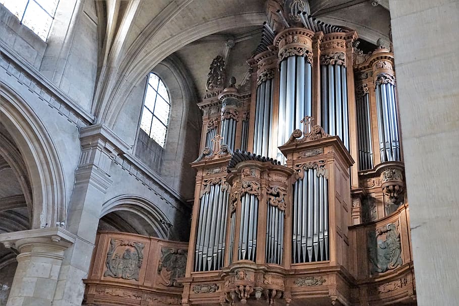 French Music Artists, courthouse, organ, ornate, architectural column Free HD Wallpaper