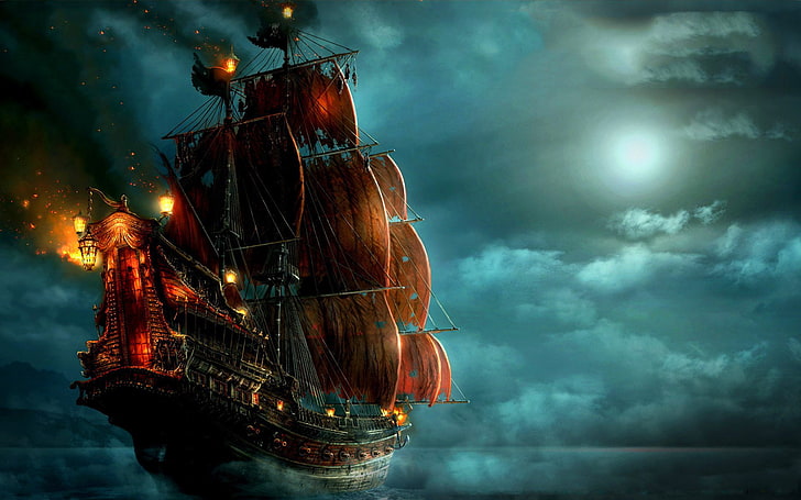 Front of a Pirate Ship, pirates of the caribbean on stranger tides, The, pirates of the caribbean, digital Free HD Wallpaper