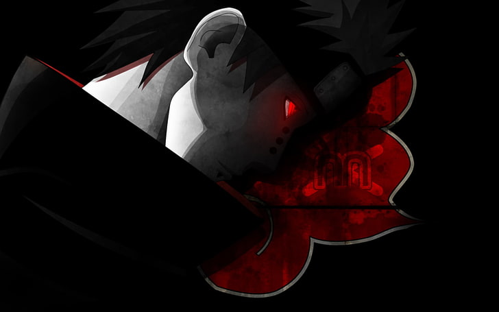 Naruto Akatsuki, black background, anime boys, anime, closeup Free HD Wallpaper