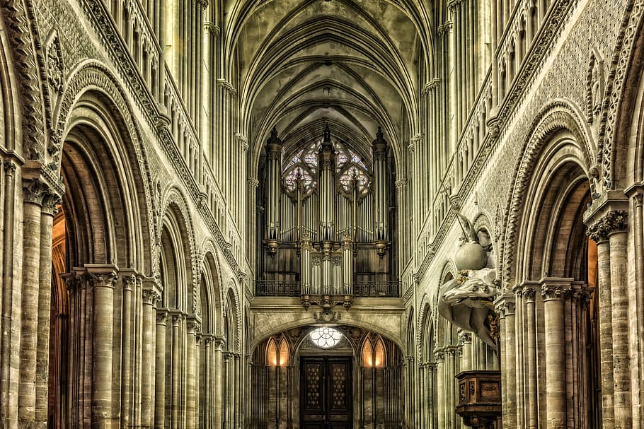 Oldest Pipe Organ, music, bayeux, architecture and art, cloister Free HD Wallpaper