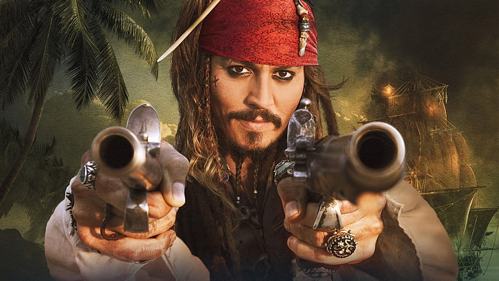 Pirates of the Caribbean HD, one animal, jack, holding, young men Free HD Wallpaper