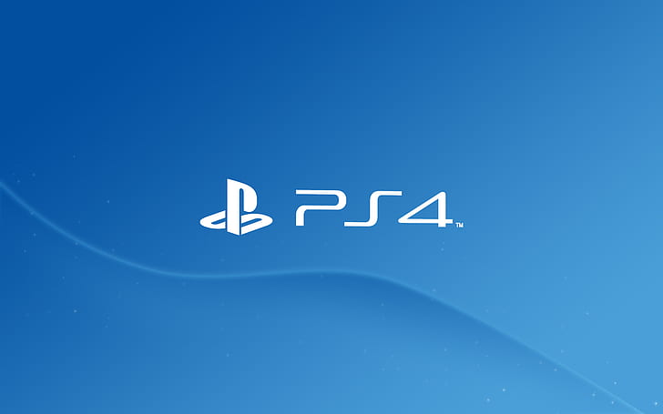 PS4 Logo White, playstation, blue background, logo, blue Free HD Wallpaper