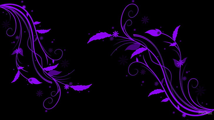 Purple with Black, purple, vines,, spring, 3d and abstract Free HD Wallpaper