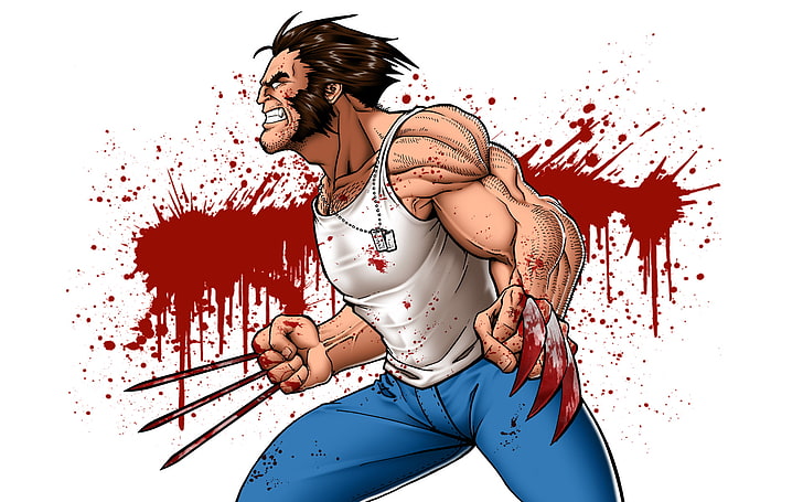 Wolverine Stickers, long hair, indoors, body paint, blood Free HD Wallpaper