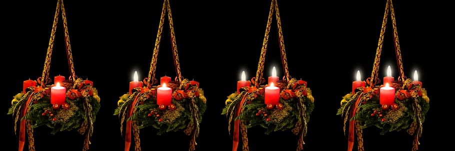 Advent Candles, indoors, decoration, string, holiday Free HD Wallpaper